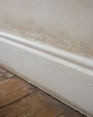 Damp staining around skirting board